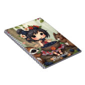 Chibi Fee Die Bramen Eet met Bosvrienden Notitieboek (Rechterzijde)