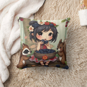 Chibi Fee en Bosdieren Kussen