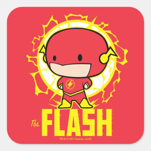 Chibi Flash met elektriciteit Vierkante Sticker (Voorkant)