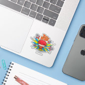 Chibi Flash Outrunning Rocks Sticker (Laptop met iPhone)