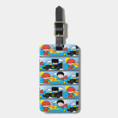 Chibi Flash, Superman en Batman Racing Pattern Bagagelabel (Voorkant verticaal)