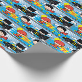 Chibi Flash, Superman en Batman Racing Pattern Cadeaupapier (Hoek)