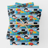 Chibi Flash, Superman en Batman Racing Pattern Inpakpapier Vel (In situ)
