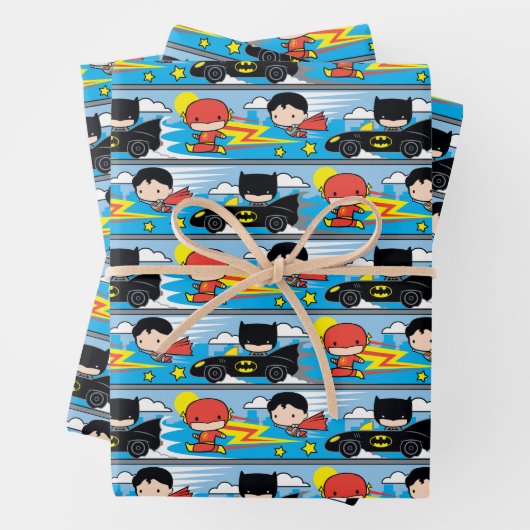Chibi Flash, Superman en Batman Racing Pattern Inpakpapier Vel (In situ)