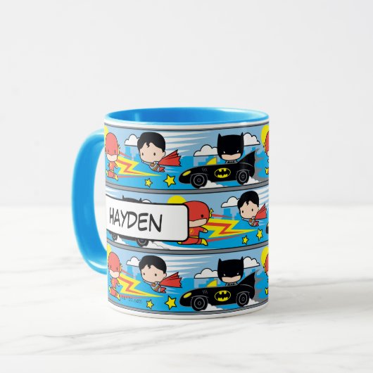 Chibi Flash, Superman en Batman Racing Pattern Mok (Voorkant links)
