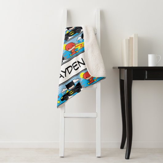 Chibi Flash, Superman en Batman Racing Pattern Sherpa Deken (In situ)