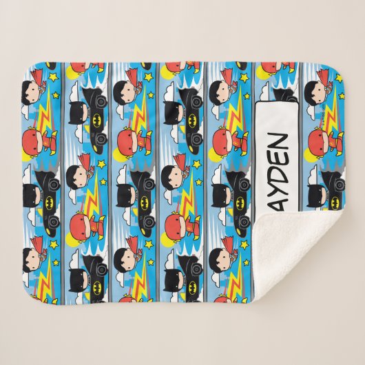 Chibi Flash, Superman en Batman Racing Pattern Sherpa Deken (Voorkant (horizontaal))