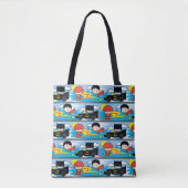 Chibi Flash, Superman en Batman Racing Pattern Tote Bag (Voorkant)