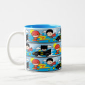 Chibi Flash, Superman en Batman Racing Pattern Tweekleurige Koffiemok (Links)