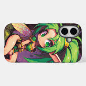 Chibi Forest Pixie bij zonsondergang - Emerald Win Case-Mate iPhone Case (Achterkant (horizontaal))
