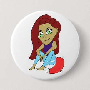 chibi foxy-meisje ronde button 7,6 cm