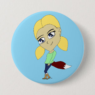 chibi foxy-meisje ronde button 7,6 cm