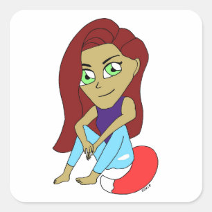 chibi foxy-meisje vierkante sticker