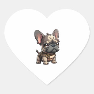 Chibi Franse buldog Hart Sticker