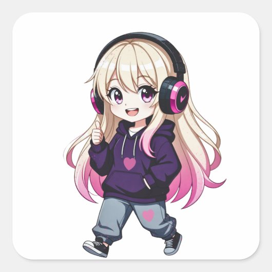Chibi Funny Vierkante Sticker (Voorkant)