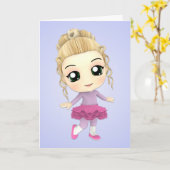Chibi Girl Ballerina Carte d'anniversaire (Fleur jaune)