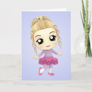 Chibi Girl Ballerina Verjaardag Kaart