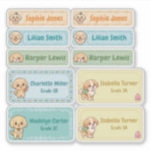 Chibi Golden Retriever Nom Étiquettes - Pastel Sch (Devant)