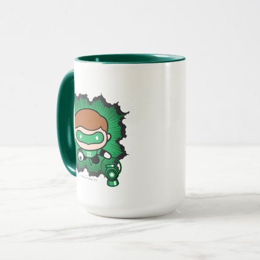 Chibi Green Lantern vliegt door de ruimte Mok (Voorkant links)