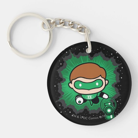 Chibi Green Lantern vliegt door de ruimte Sleutelhanger (Voorkant)