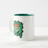 Chibi Green Lantern vliegt door de ruimte Tweekleurige Koffiemok (Voorkant links)