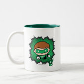 Chibi Green Lantern vliegt door de ruimte Tweekleurige Koffiemok (Links)