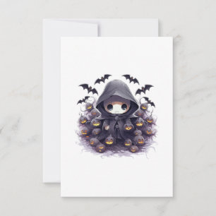 Chibi Grim Reaper Halloween - Schattige Donkere Fa Bedankkaart