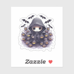 Chibi Grim Reaper Halloween - Schattige Donkere Fa Sticker