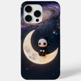 chibi grim reaper sitting on a crescent moon iPhone 15 pro max hoesje