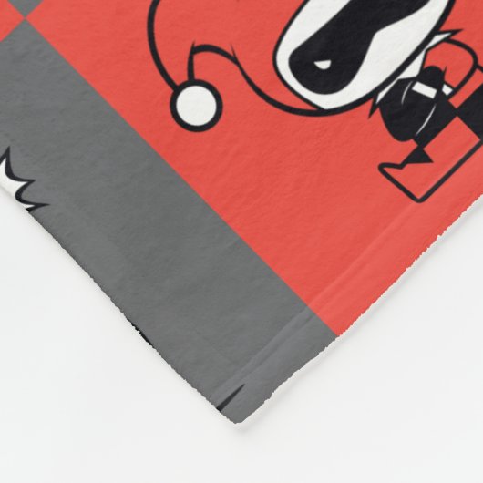 Chibi Harley Quinn Checker Pattern Fleece Deken (Hoek)