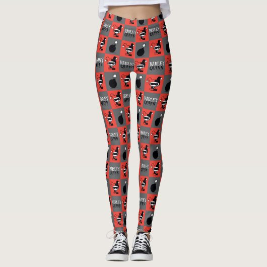 Chibi Harley Quinn Checker Pattern Leggings (Voorkant)