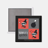 Chibi Harley Quinn Checker Pattern Magneet (Voorkant / Achterkant)