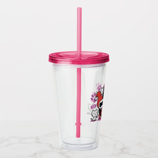 Chibi Harley Quinn en Chibi Catoman met katten Acryl Drinkbeker (Rechts)