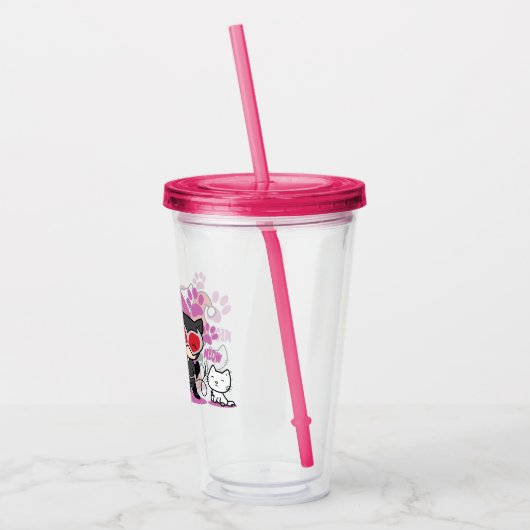 Chibi Harley Quinn en Chibi Catoman met katten Acryl Drinkbeker (Links)
