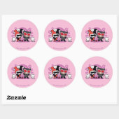 Chibi Harley Quinn en Chibi Catoman met katten Ronde Sticker (Vel)