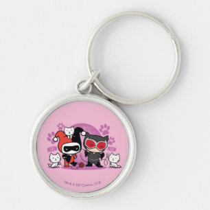 Chibi Harley Quinn en Chibi Catoman met katten Sleutelhanger
