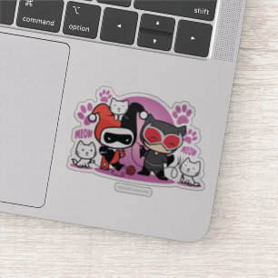 Chibi Harley Quinn en Chibi Catoman met katten Sticker