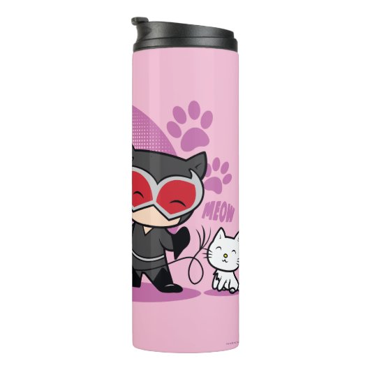 Chibi Harley Quinn en Chibi Catoman met katten Thermosbeker (Geroteerd rechts)
