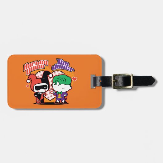 Chibi Harley Quinn en Chibi Joker Hearts Bagagelabel (Voorkant horizontaal)
