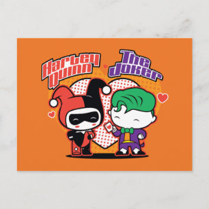 Chibi Harley Quinn en Chibi Joker Hearts Briefkaart
