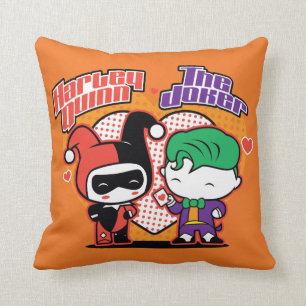Chibi Harley Quinn en Chibi Joker Hearts Kussen