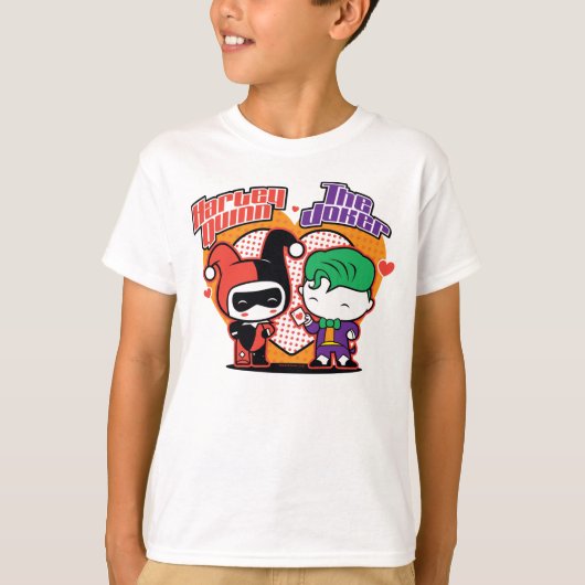 Chibi Harley Quinn en Chibi Joker Hearts T-shirt (Voorkant)