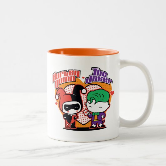 Chibi Harley Quinn en Chibi Joker Hearts Tweekleurige Koffiemok (Rechts)