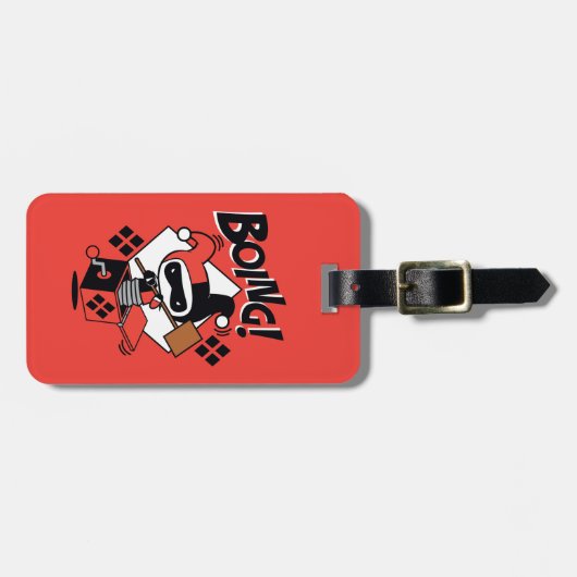 Chibi Harley-Quinn-In-A-Box met Hammer Bagagelabel (Voorkant horizontaal)