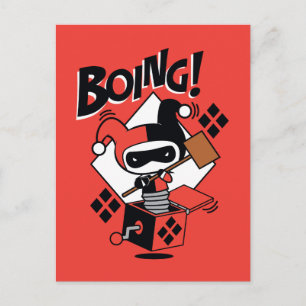 Chibi Harley-Quinn-in-a-box met Hammer Briefkaart