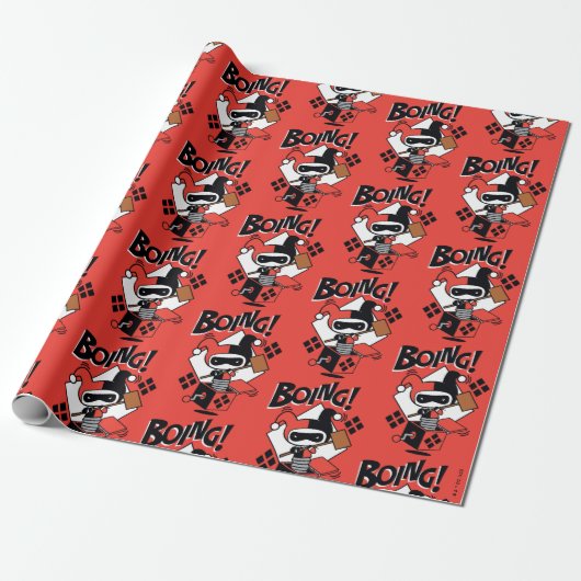 Chibi Harley-Quinn-In-A-Box met Hammer Cadeaupapier (Uitgerold)