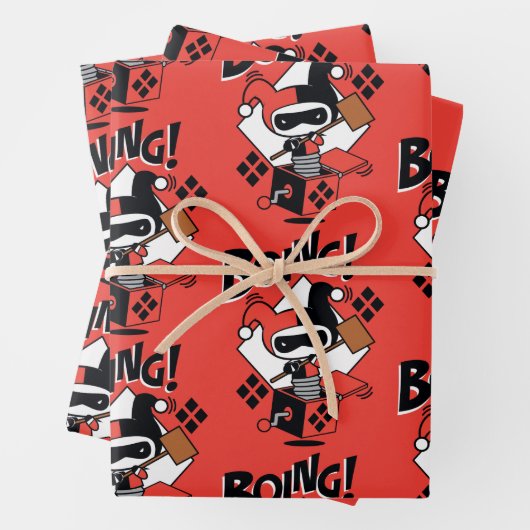 Chibi Harley-Quinn-In-A-Box met Hammer Inpakpapier Vel (In situ)