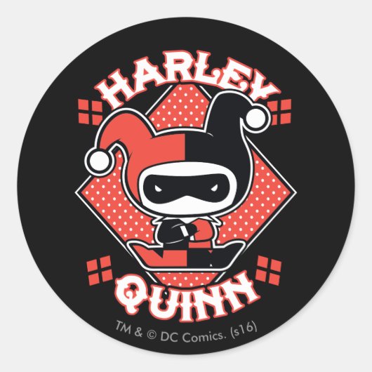 Chibi Harley Quinn Splits Ronde Sticker (Voorkant)
