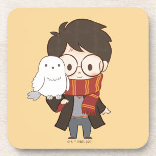 Chibi HARRY POTTER™ & Hedwig Bier Onderzetter