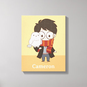 Chibi HARRY POTTER™ & Hedwig Canvas Afdruk